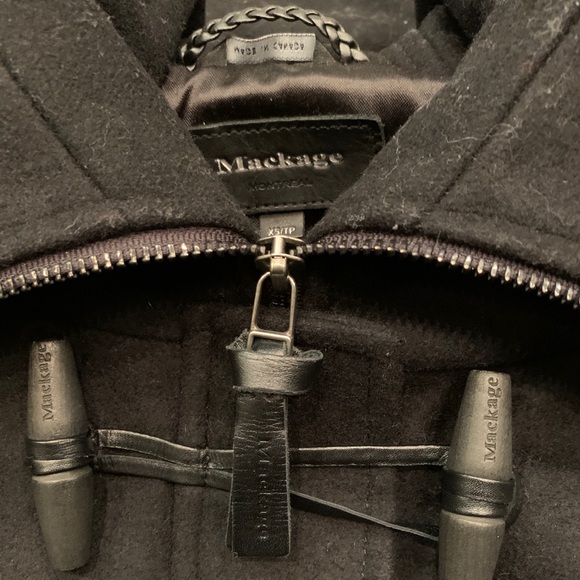 Mackage black wool Zandra toggle hooded jacket size XS - Picture 11 of 16